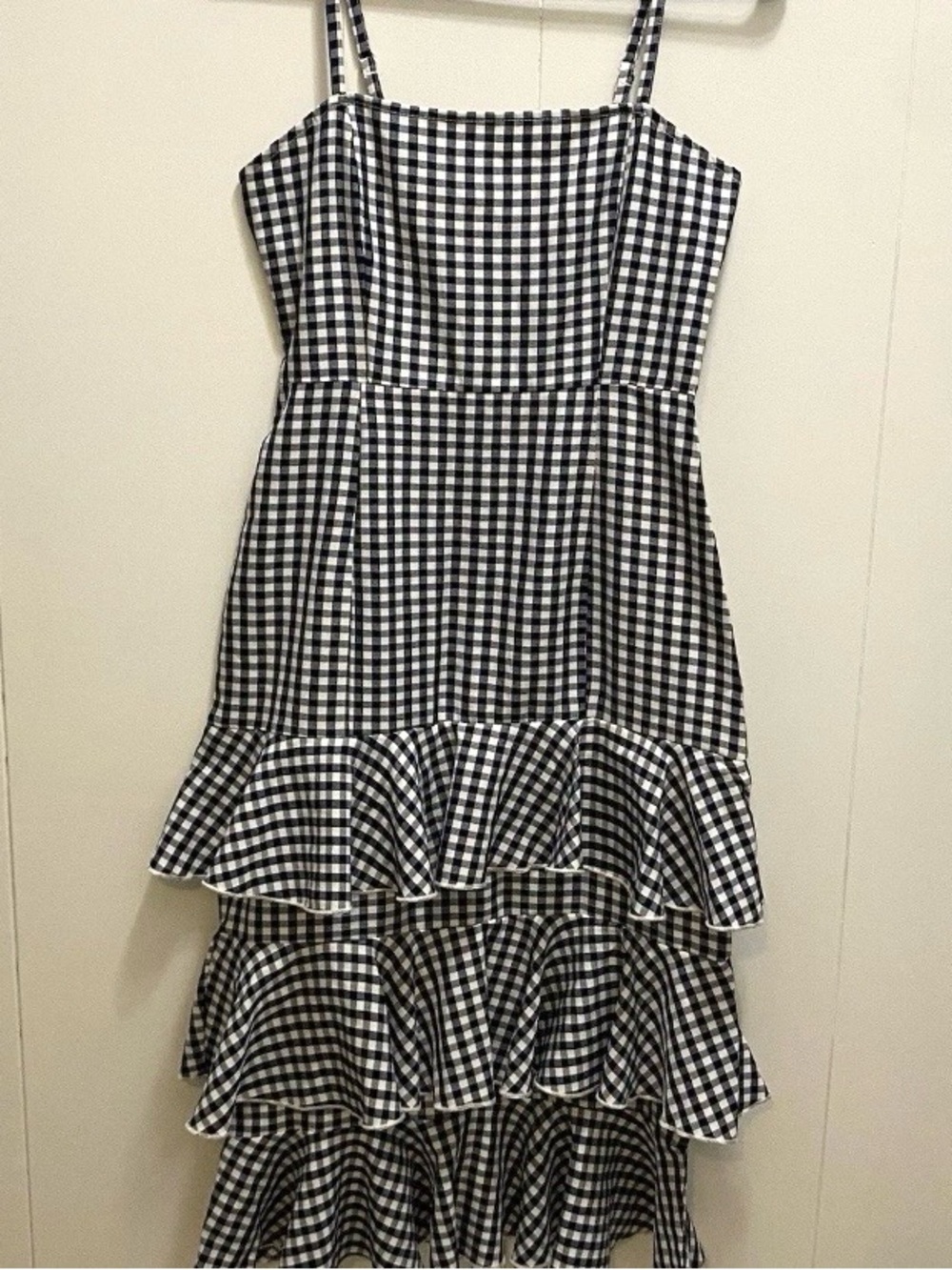 Gingham Tiered Ruffle Dress Black & White Sundress Checkered Flowy Summer